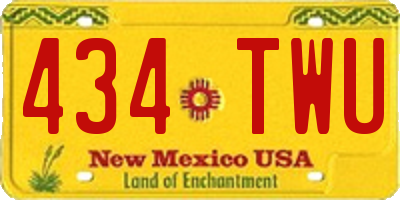 NM license plate 434TWU