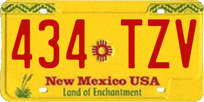 NM license plate 434TZV