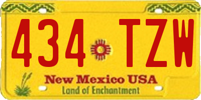 NM license plate 434TZW