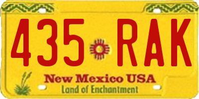 NM license plate 435RAK
