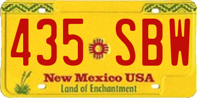 NM license plate 435SBW