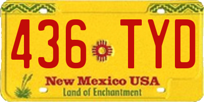 NM license plate 436TYD