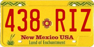 NM license plate 438RIZ