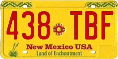 NM license plate 438TBF