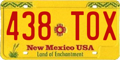 NM license plate 438TOX