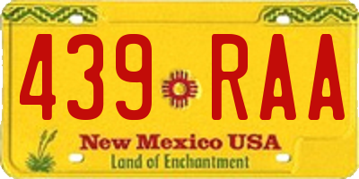 NM license plate 439RAA