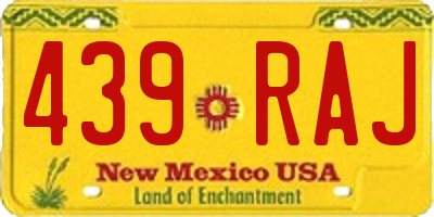 NM license plate 439RAJ