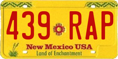 NM license plate 439RAP