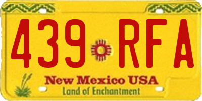 NM license plate 439RFA