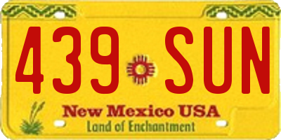 NM license plate 439SUN
