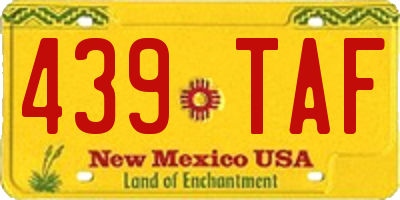 NM license plate 439TAF
