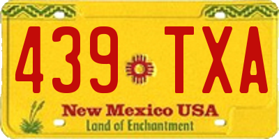NM license plate 439TXA