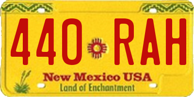 NM license plate 440RAH