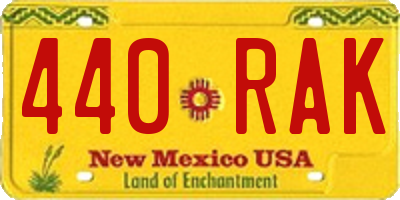 NM license plate 440RAK