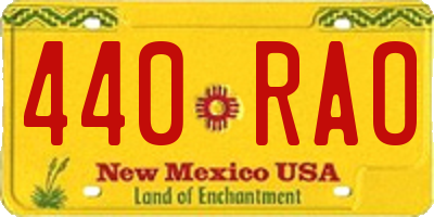 NM license plate 440RAO