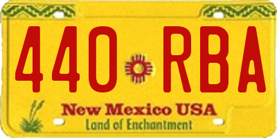 NM license plate 440RBA