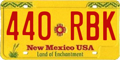 NM license plate 440RBK