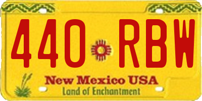 NM license plate 440RBW