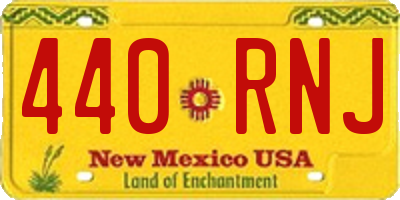 NM license plate 440RNJ