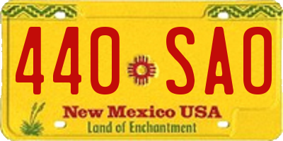 NM license plate 440SAO