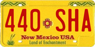NM license plate 440SHA
