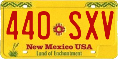 NM license plate 440SXV