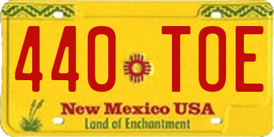 NM license plate 440TOE