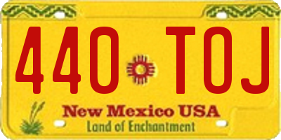 NM license plate 440TOJ