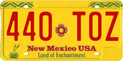 NM license plate 440TOZ