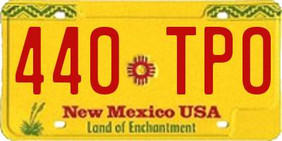 NM license plate 440TPO