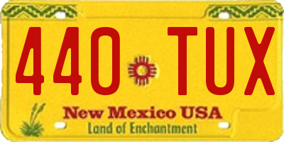 NM license plate 440TUX