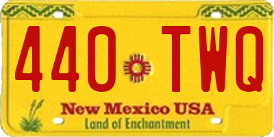 NM license plate 440TWQ