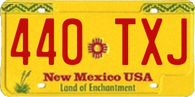 NM license plate 440TXJ