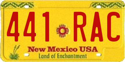 NM license plate 441RAC