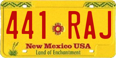 NM license plate 441RAJ