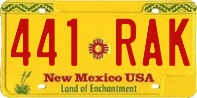 NM license plate 441RAK