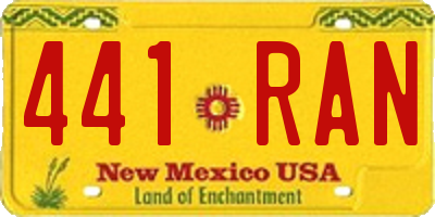 NM license plate 441RAN