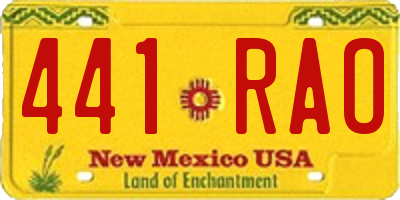 NM license plate 441RAO