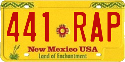NM license plate 441RAP