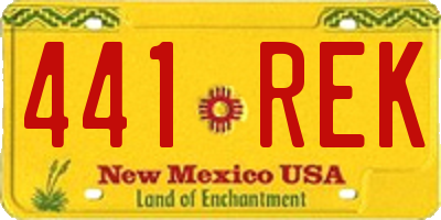 NM license plate 441REK