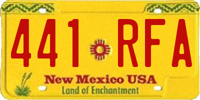 NM license plate 441RFA