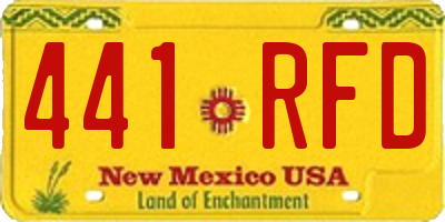 NM license plate 441RFD