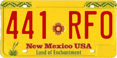 NM license plate 441RFO