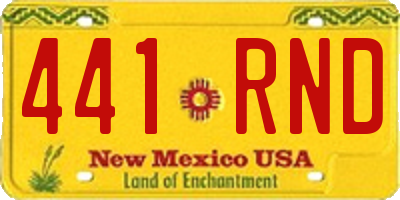NM license plate 441RND