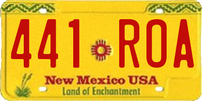 NM license plate 441ROA
