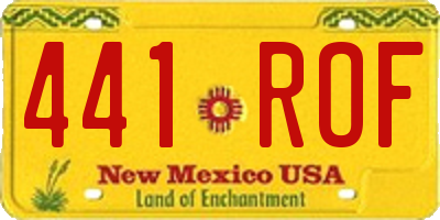NM license plate 441ROF