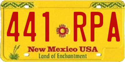 NM license plate 441RPA