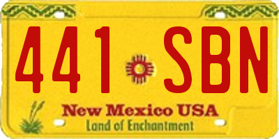 NM license plate 441SBN
