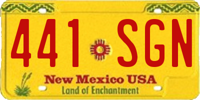 NM license plate 441SGN