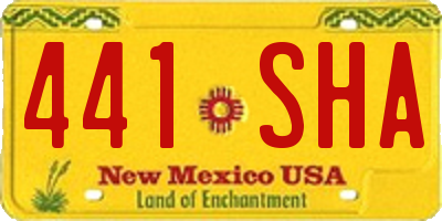 NM license plate 441SHA